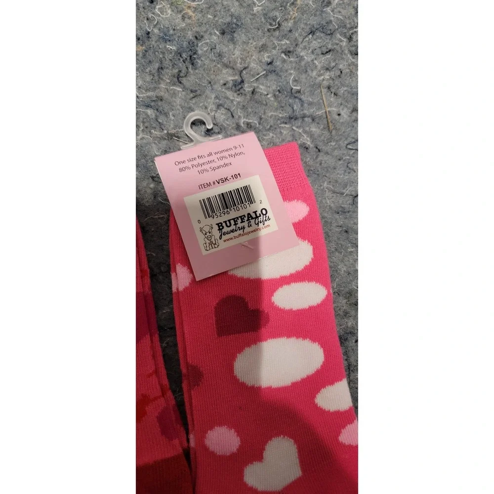 Valentine Socks Unisex Pink/Red Hearts and Cupit Set of‎ 2 Size 9-11